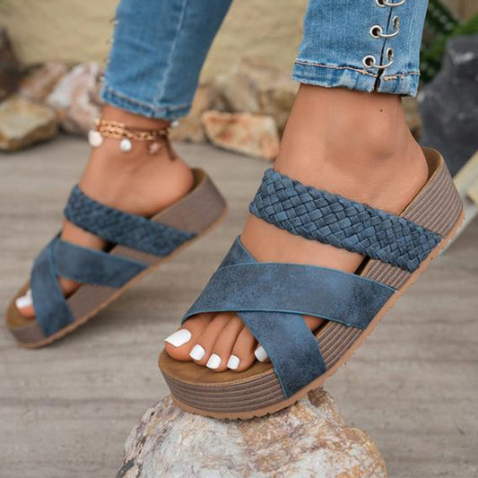 ⏰📢 PROMO FLASH 50% ! Sandales Compensées Femme à Lanières Entrecroisées 🎀