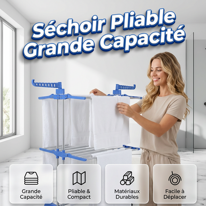 🧺 Séchoir à Linge Pliable sur Roues – séchage spacieux et déplacement sans effort ! ✨ Finis le encombrement et les séchoirs instables – profitez d’un intérieur ordonné et d’un usage pratique au quotidien. 🏡☀️