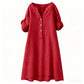 Robe Tunique Femme Décontractée à Col V et Boutons
