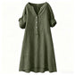 Robe Tunique Femme Décontractée à Col V et Boutons