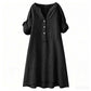 Robe Tunique Femme Décontractée à Col V et Boutons
