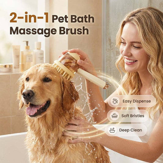 🔥🔥Brosse de massage pour animaux avec distributeur de shampoing.