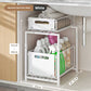 🔥-50% OFF⏳ Organisateur de placard double étagère coulissante ✨ Hauteur ajustable, acier carbone, sans montage, rangement optimisé 🧺