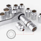 🔧📐Coffret douilles universel, cliquet angle réduit avec rallonge‑cardan, pour auto moto et meubles🚗✨