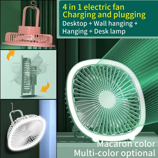 💡Ventilateur 3-en-1 lumière lampe USB mural bureau rechargeable multi🌀-fonction été frais💨