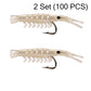🦐🔥 LOT 50 leurres crevettes réalistes avec hameçons intégrés souples attractifs pour pêche en mer et rivière ✨