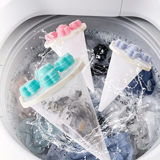 🐾🧺 Filtre flottant anti-poils animaux pour lave-linge, capture peluches facilement, nettoyage simplifié ✨