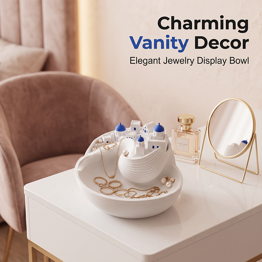 🌊🔑 Vide-poche céramique thème océan bleu blanc, rangement clés déco marine élégant pour entrée maison ✨