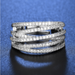 💫 50% DE RÉDUCTION! 💍 Bague Croisée Multi-Rangs Ajustable – Zircones étincelantes, tige ouverture & finition miroir – Idéale pour le quotidien, le bureau & les soirées ✨