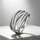 💫 50% DE RÉDUCTION! 💍 Bague Croisée Multi-Rangs Ajustable – Zircones étincelantes, tige ouverture & finition miroir – Idéale pour le quotidien, le bureau & les soirées ✨