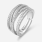 💫 50% DE RÉDUCTION! 💍 Bague Croisée Multi-Rangs Ajustable – Zircones étincelantes, tige ouverture & finition miroir – Idéale pour le quotidien, le bureau & les soirées ✨