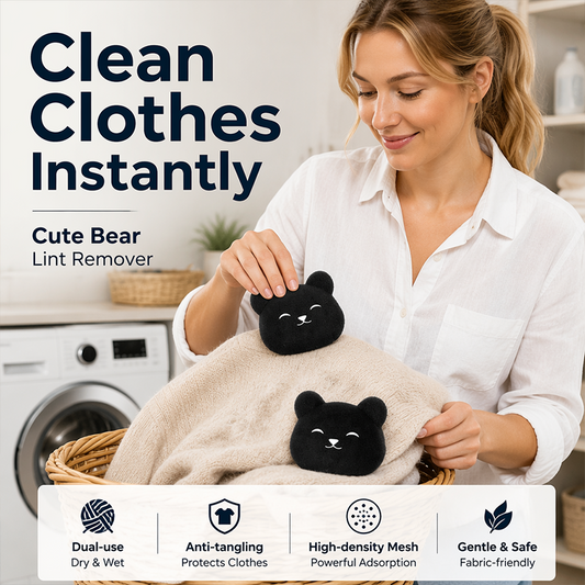 🧸🐾 Outil anti-poils pour animaux motif ours mignon, retire facilement les poils sur tissus, canapés et vêtements ✨