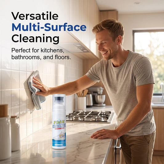 🛋️💦 Produit nettoyant pour tissus à mousse sans rinçage | Brosse intégrée, enlève les taches rapidement sans laisser de traces ✅