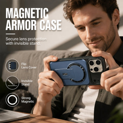 🔥-50% Coque iPhone magnétique 📱Antichoc, cache caméra rabattable & béquille intégrée