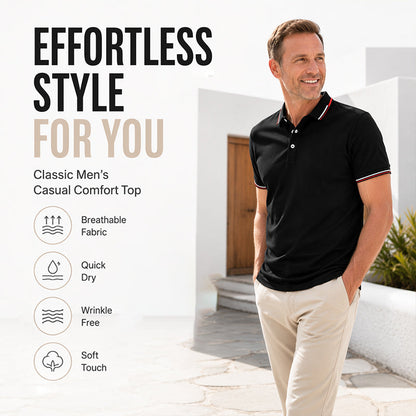 👕✨ T-shirt homme col contrasté revers imprimé, coupe confortable style décontracté tendance pour tous les jours
