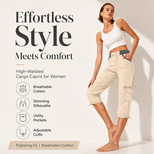 🔥‑50% OFFRE LIMITÉE👖 Pantalon capri cargo femme taille haute, poches pratiques, coupe confortable tendance été ✨