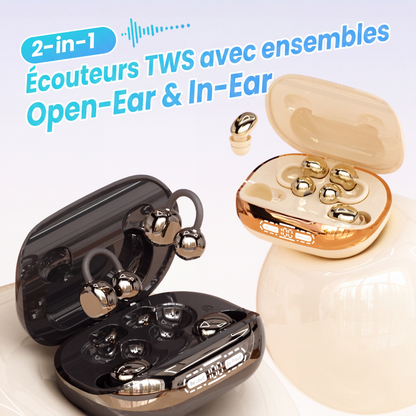 🔥‑50% OFFRE LIMITÉE🎧 Écouteurs TWS 2‑en‑1 : kits oreille ouverte & intra‑auriculaires inclus, son immersif au quotidien ✨