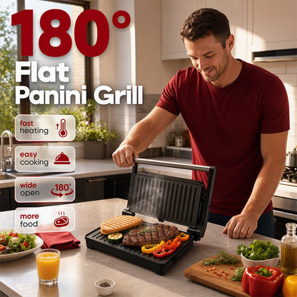 🔥 50% DE RÉDUCTION ! ✨Appareil à sandwichs et paninis électrique avec plaque de cuisson à 180 degrés
