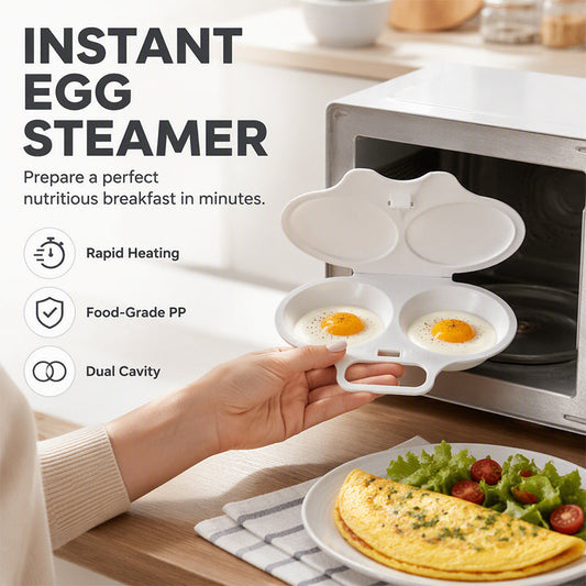 🔥‑50% OFFRE LIMITÉE🥚 Cuiseur à œufs micro‑ondes anti‑éclaboussures, double cavité PP alimentaire, œuf poché sans effort 🌿🛡️