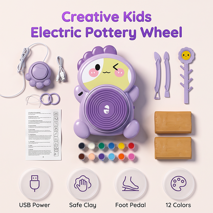 📢📢 50% de réduction ! ⏰🎡Tour à poterie électrique pour enfants, kit argile DIY, activité créative manuelle pour les petits✨
