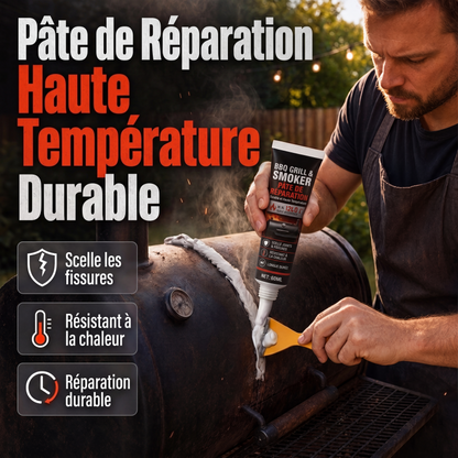 🔥‑50% OFFRE LIMITÉE🍖 Pâte réparation barbecue fumoir haute température 60 ml, mastic résistant chaleur avec grattoir 🔥✨