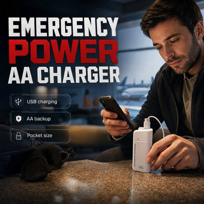 Chargeur d'urgence portable pour téléphone, batterie externe alimentée par piles AA avec lampe torche LED