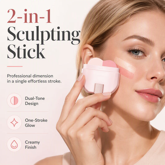 🔥‑50% OFFRE LIMITÉE💖 Stick 2‑en‑1 enlumineur & blush longue tenue, teint éclatant et naturel en un geste ✨