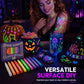 🔥PROMO 50% ! Stylos tatouage phosphorescents ✨ Brillent sous lumière noire, sans danger, s’effacent au lavage, fêtes et anniversaires 🎉