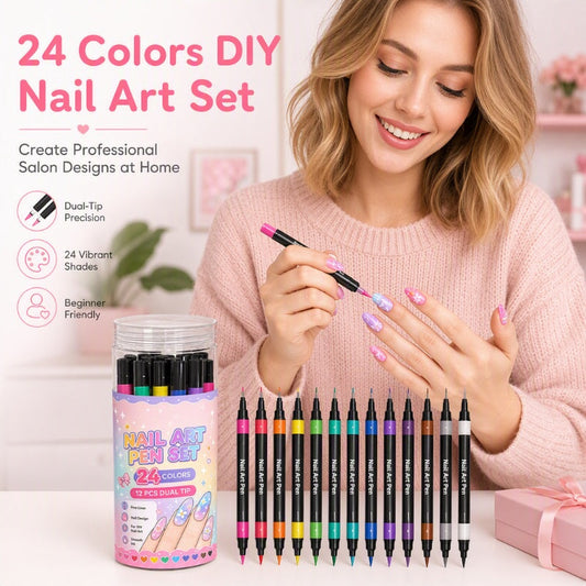 📢📢 50 % DE RÉDUCTION !!⏰️ Lot de 24 stylos à nail art à double embout