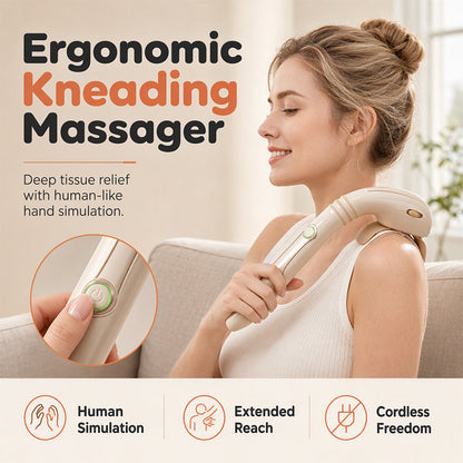 🔥-50% PROMO✨Appareil massage sans fil longue poignée💆Pétrissage profond pour dos, épaules et jambes