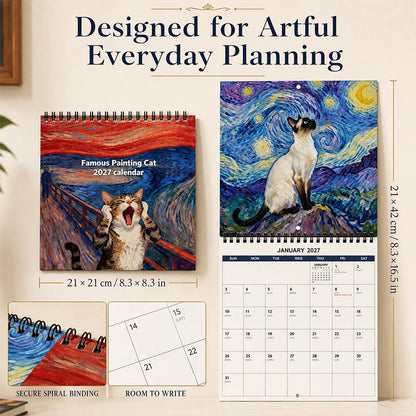 🔥‑50% Réduction ! Calendrier 2027 Mèmes de Chats Drôles 😂 Cadeau original, humour mensuel pour amateurs de chats à la maison ✨