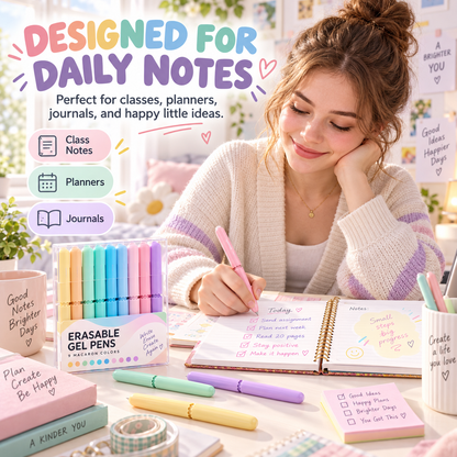 🔥 50% DE RÉDUCTION ! ✨Écrivez et effacez en un clin d'œil ! Stylos gel effaçables 8 couleurs, sans salissures