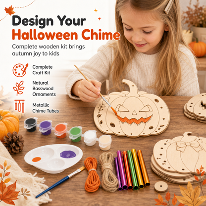 📢📢50% DE RÉDUCTION !! ⏰🎃 Halloween Wooden Pumpkin Craft Kit | DIY Wind Chime