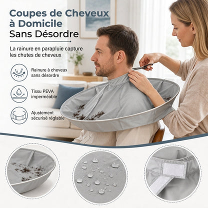 🔥PROMO -50%⏳ Cape de coupe de cheveux respirante ✨ Anti-statique, imperméable, rainure anti-désordre, facile à nettoyer 💇