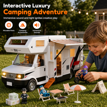 🔥‑50% de réduction ! Camping-car jouet interactif 🚐 Sons et lumières, poupée & accessoires, parfait pour enfants ✨