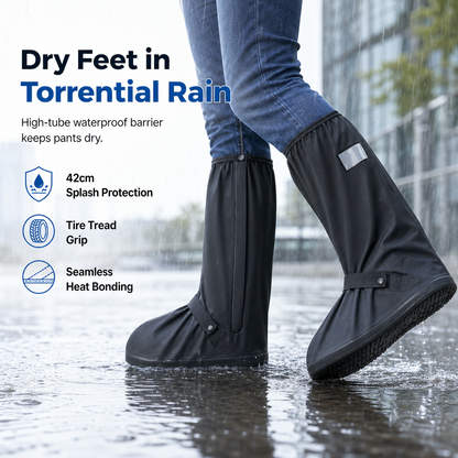 🔥PROMO FLASH -50%👢Couvre-chaussures silicone haute tige, imperméable, garde les pieds au sec sous la pluie🌧️