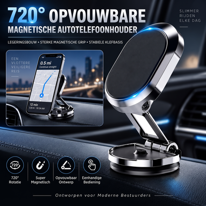 Support magnétique de téléphone de voiture rotatif et pliable
