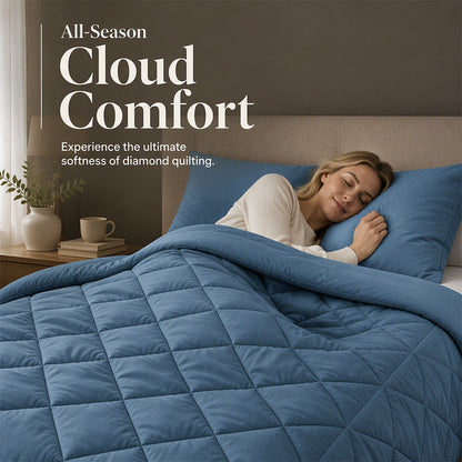 📢50 % DE RÉDUCTION !! ⏰ Ensemble de couette matelassée 3 pièces avec taies d'oreiller – Microfibre toutes saisons
