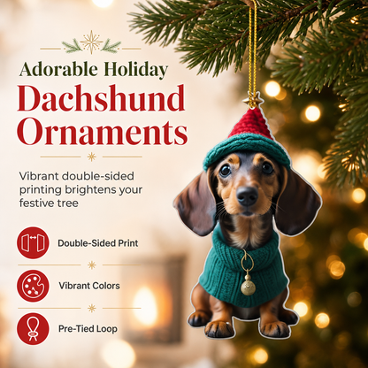 🎄-50% ! Ornement suspendu acrylique Teckel de Noël, design mignon, décoration sapin festive ✨