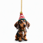 🎄-50% ! Ornement suspendu acrylique Teckel de Noël, design mignon, décoration sapin festive ✨
