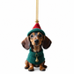 🎄-50% ! Ornement suspendu acrylique Teckel de Noël, design mignon, décoration sapin festive ✨