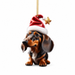 🎄-50% ! Ornement suspendu acrylique Teckel de Noël, design mignon, décoration sapin festive ✨