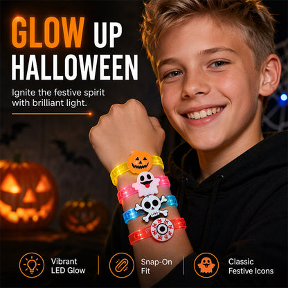 🔥🎃PROMO 50% ! Bracelet lumineux LED enfant, brillant pour Halloween, sûr et léger👻✨