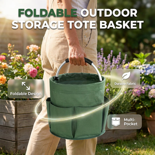 🔥PROMO FLASH -50% ⏰! Panier de rangement pliable avec poches 🌳Rangement jardin, outils et snacks, pratique