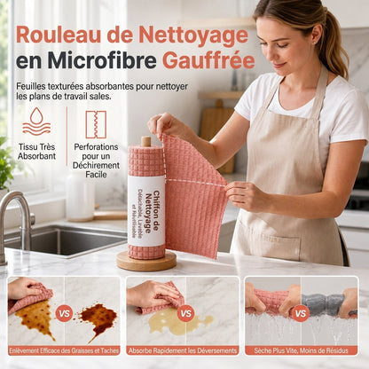 🔥50% DE RÉDUCTION !🧻Rouleau Chiffons Jetables Renforcés ✨Résistants, Facile à Déchirer, Nettoyage Quotidien🏠
