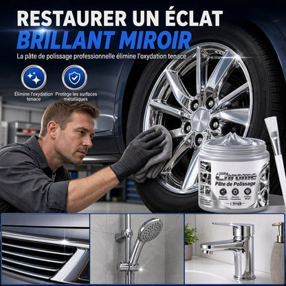 🔥-50% DE RÉDUCTION✨Pâte polissante métal chromé 🛠️Avec brossette, supprime rouille & traces, restaure l'éclat instantanément