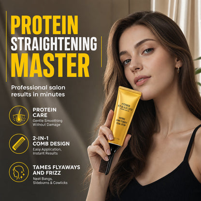 🎉-50% RÉDUCTION💇‍♀️Crème lissante protéinée ✨Peigne inclus, lissage facile maison