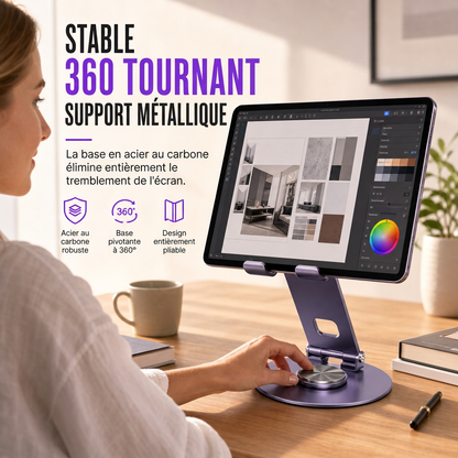 📱🔥-50% ! Support téléphone métallique réglable, angle flexible, stable pour bureau et streaming✨